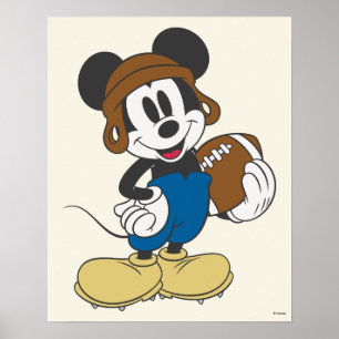 Sporty Mickey   Holding Football Poster