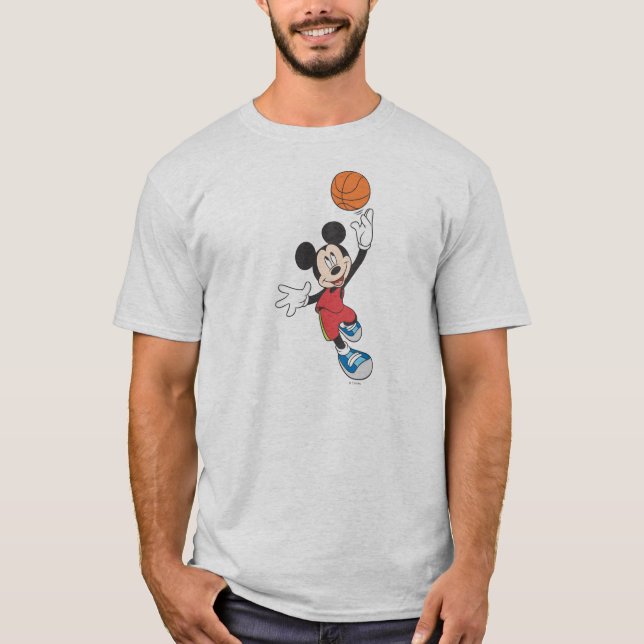 Sporty Mickey | Throwing Basketball T-Shirt (Front)