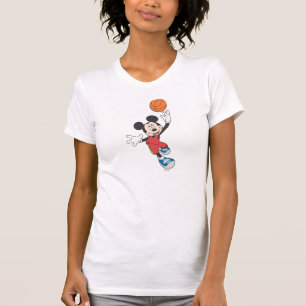 Sporty Mickey   Throwing Basketball T-Shirt
