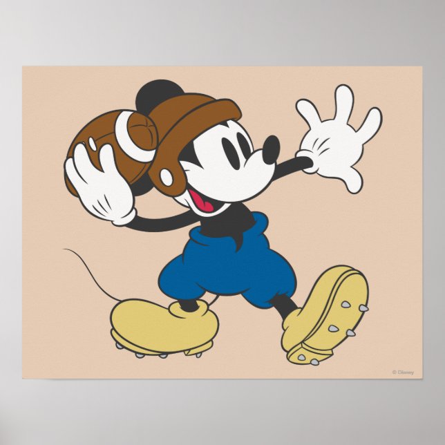 Sporty Mickey | Throwing Football Poster (Front)