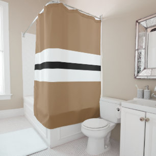 Sporty Mocha Brown Black White Racing Stripes