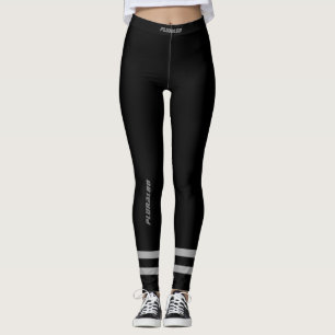 Sporty monogrammed black grey  leggings