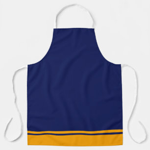 Sporty Navy Blue Yellow Orange Racing Stripes Apron
