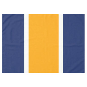 Sporty Navy Golden Yellow White Racing Stripes Tablecloth