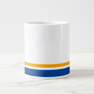 Sporty Navy Yellow Bottom Rim Stripes On White  Large Coffee Mug