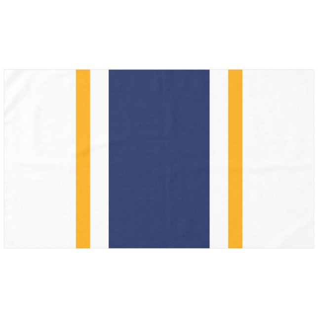 Sporty Navy Yellow White Summer Racing Stripeses Tablecloth (Front (Horizontal))