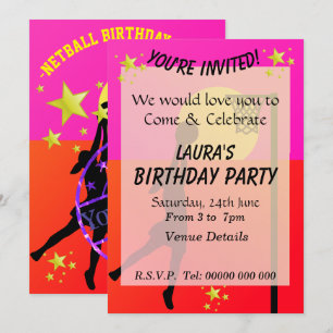 Sporty Netball Themed Party Invitation