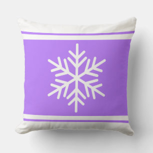 Sporty Nordic Snowflake Light Purple White Stripes Throw Pillow