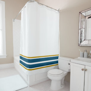Sporty Ocean Blue Edge Racing Stripes On White