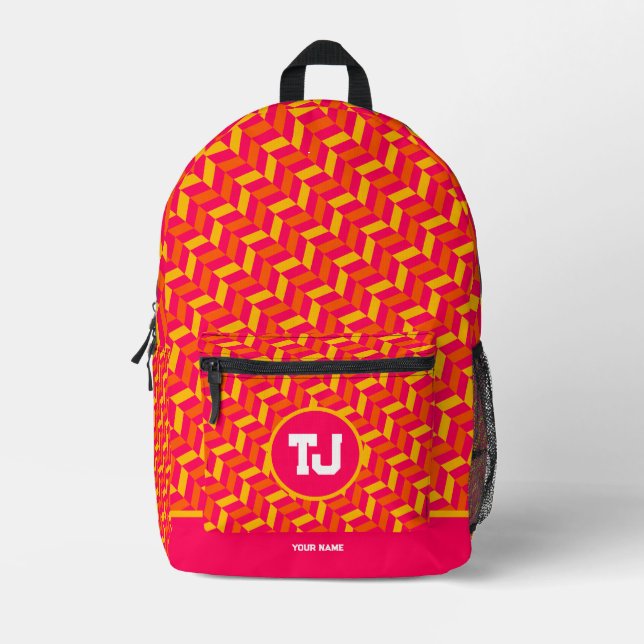 Sporty Orange  Ballerina Colourful Printed Backpack (Front)