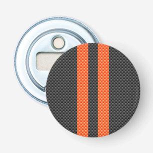 Sporty Orange Stripes Carbon Fiber Style Decor Bottle Opener