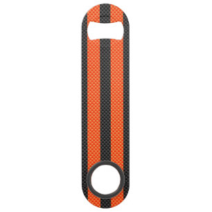 Sporty Orange Stripes Carbon Fibre Style Decor Bar Key