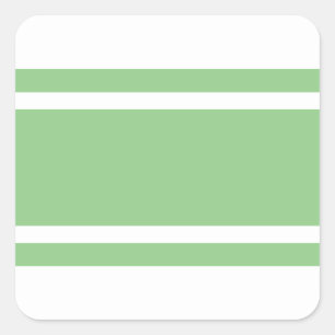 Sporty Pastel Sage Green Racing Stripes On White Square Sticker