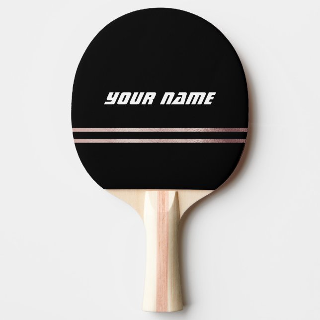 Sporty personalized monogrammed black white ping pong paddle (Front)
