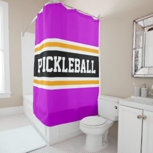 Sporty PICKLEBALL Fun Pink Black Racing Stripes