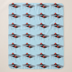 Sporty Ping Pong Tables With Bats Pattern, Sherpa Blanket