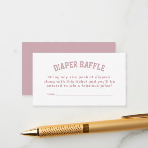 Sporty pink baby shower diaper raffle ticket enclosure card