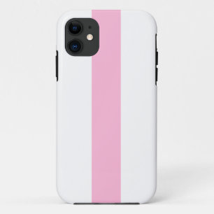 Sporty Professional Pink White Vertical Stripes iPhone 11 Case