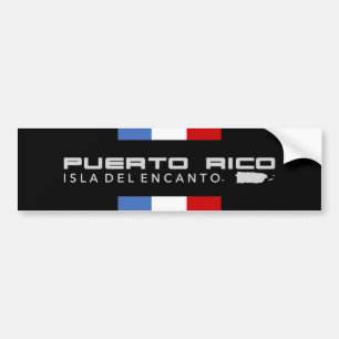 Sporty Puerto Rico Stripes Black Grey Island Map Bumper Sticker