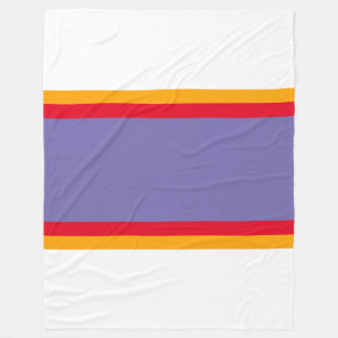 Sporty Purple Red Orange Racing Stripes On White Fleece Blanket
