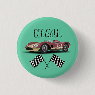 Sporty Race Car 1 Inch Round Button