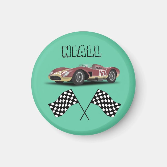 Sporty Race Car Personalized  Magnet (Front)