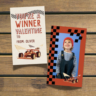 Sporty Race Car Valentine's Classroom Photo Card