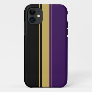 Sporty Refined Black Purple Brown Racing Stripes iPhone 11 Case