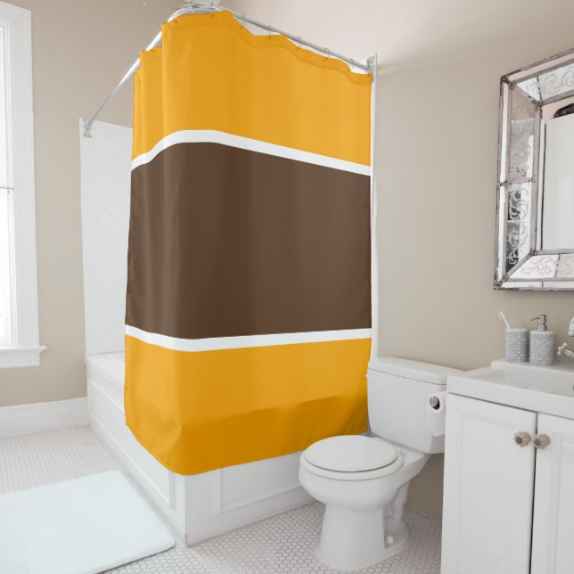 Sporty Retro 70s Brown White Golden Yellow Stripes (In Situ)