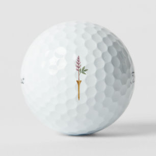 Sporty Romantic Floral Stem Golf Tee Wedding Favou Balls