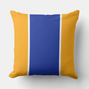 Sporty Royal Blue Orange Yellow Racing Stripes Outdoor Pillow