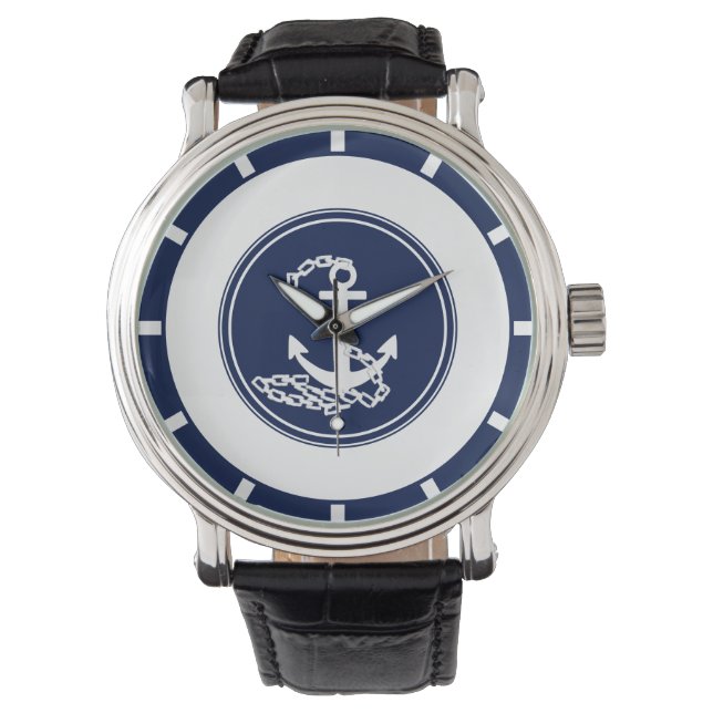 Sporty Sailor Style With Anchor Nautical Colours Watch (Front)