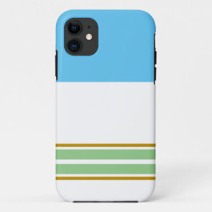 Sporty Sky Blue White Light Green Racing Stripes iPhone 11 Case