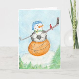 Sporty Snowman Greeting card