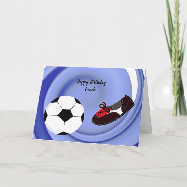 Sporty Soccer Coach Birthday Card (Front)