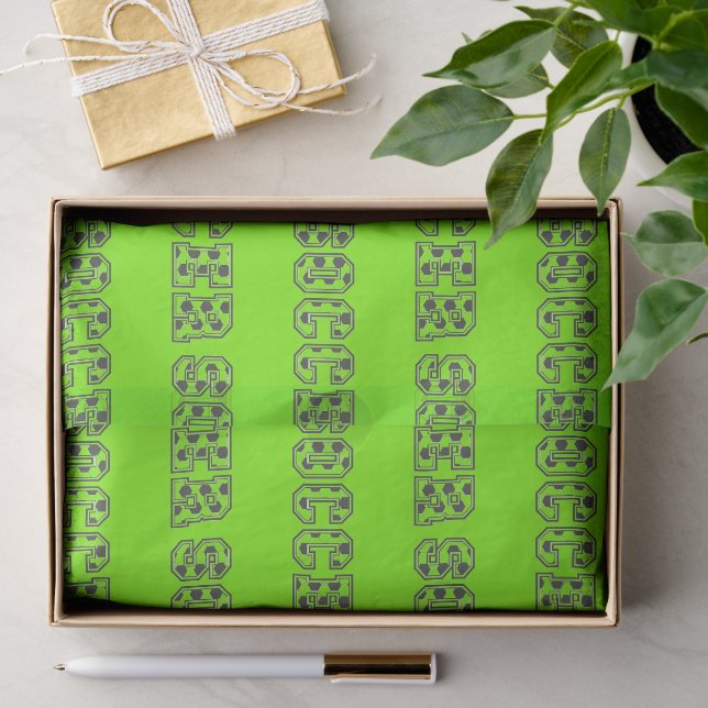 Sporty Soccer Typography Green Soccer Ball Pattern Tissue Paper (Gift)