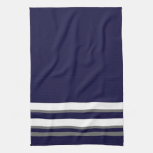 Sporty Stripes-Blue grey & white design Kitchen Towel