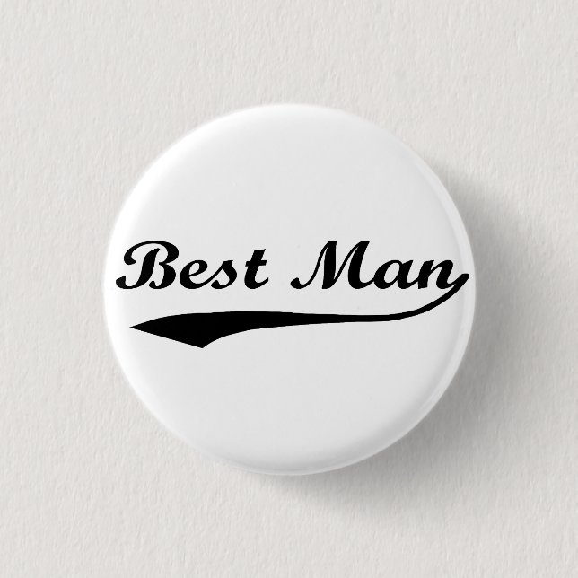Sporty swash Best Man Black 1 Inch Round Button (Front)