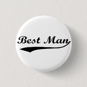 Sporty swash Best Man Black 1 Inch Round Button