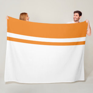 Sporty Tangerine Orange White Stripes Colour Block Fleece Blanket
