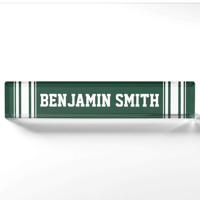 Sporty Team Jersey Stripes with Custom Name Nameplate (Front)