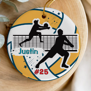 Sporty Team Spirit Boy Volleyball Player Ceramic Ornament