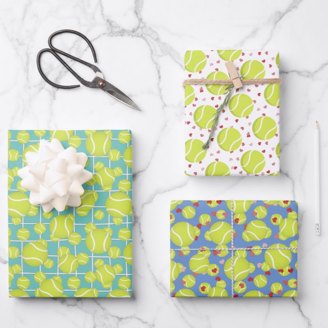 sporty tennis balls pattern any occasion wrapping paper sheet (Front)