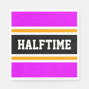 Sporty Tropical Pink Yellow Black HALFTIME Stripes Napkin