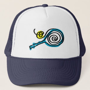Sporty trucker hat with tennis racket design