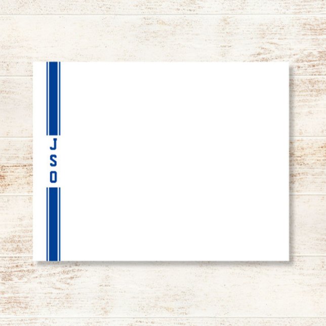 Sporty Vertical Stripes Monogram Blue White Men's Card (Creator Uploaded)