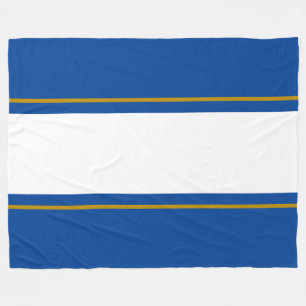 Sporty White Brown Racing Stripes On Ocean Blue Fleece Blanket