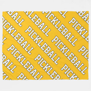 Sporty White Repeating PICKLEBALL On Bright Pink Fleece Blanket