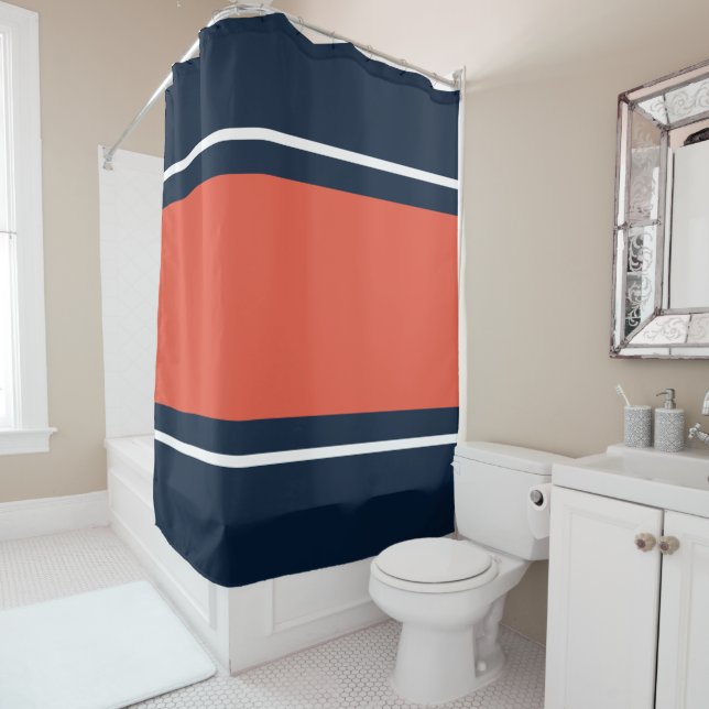 Sporty Wide 70s Orange White Navy Racing Stripes (In Situ)