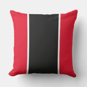 Sporty Wide Black White Stripes Bright Red Edges Outdoor Pillow